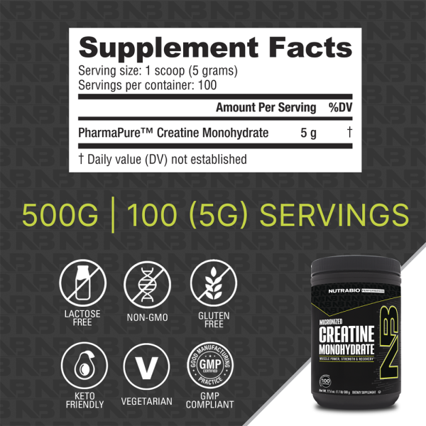 NUTRABIO | MONOHIDRATO DE CREATINA EN POLVO - Imagen 4