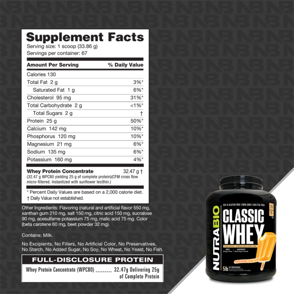 NUTRABIO | CLASSIC WHEY PROTEINA DE SUERO 5LBS - Imagen 2